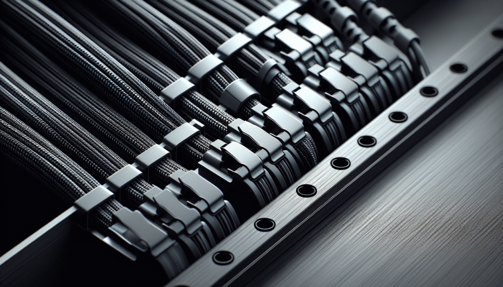 Close-up of cable management solutions - clips, trays, routing holes