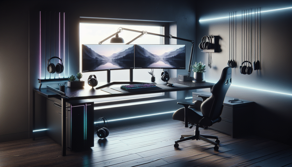 Clean gaming desk with hidden cables and proper management
