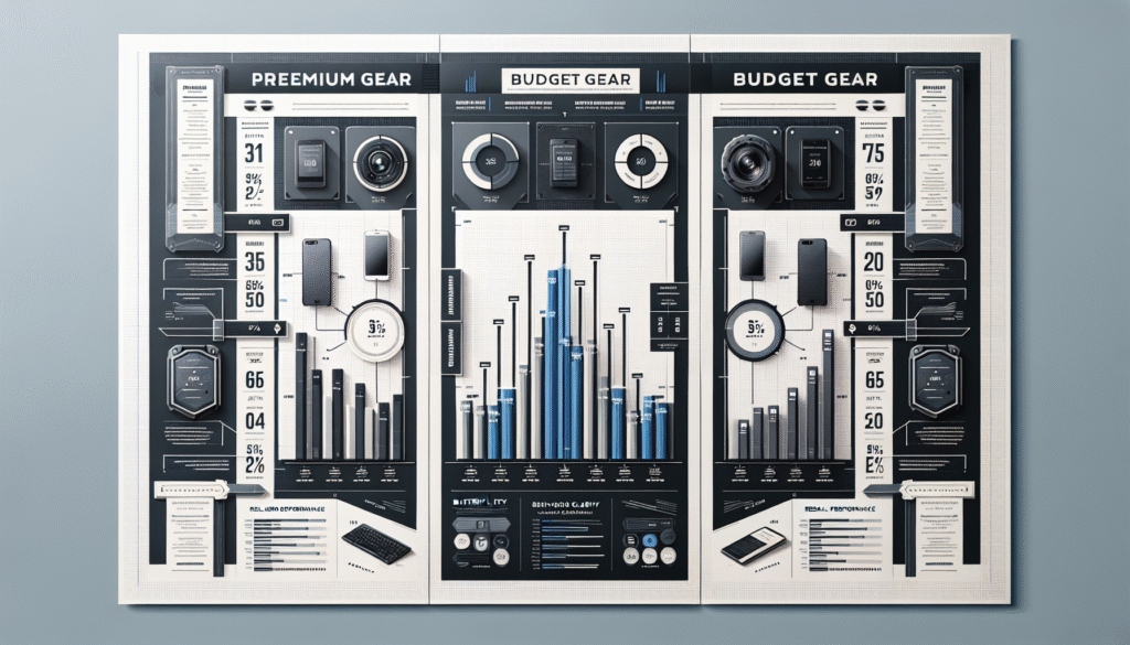 Performance comparison charts showing expensive vs budget gear results