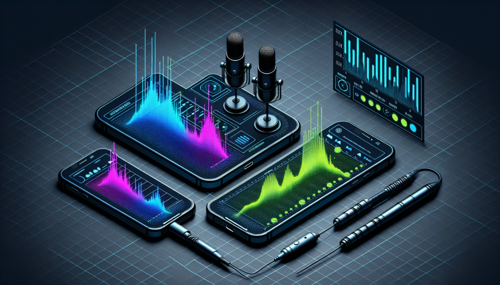 Audio waveform visualization showing microphone quality comparison