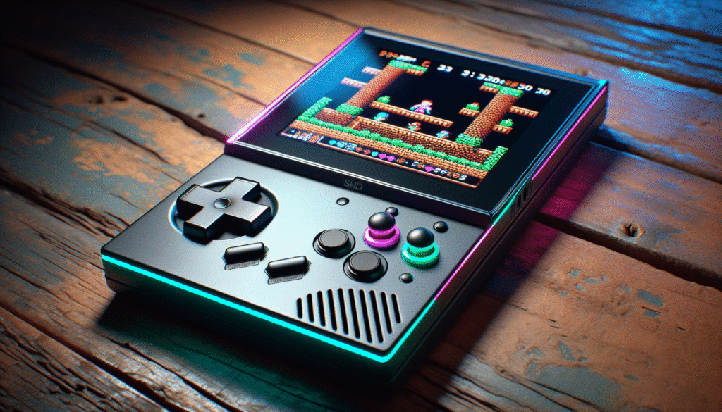 Modern retro gaming handheld playing classic games