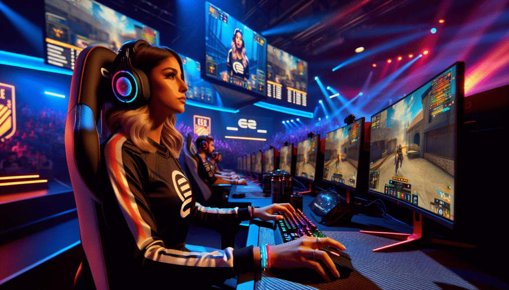 Pro gamer using high-end equipment in competitive environment