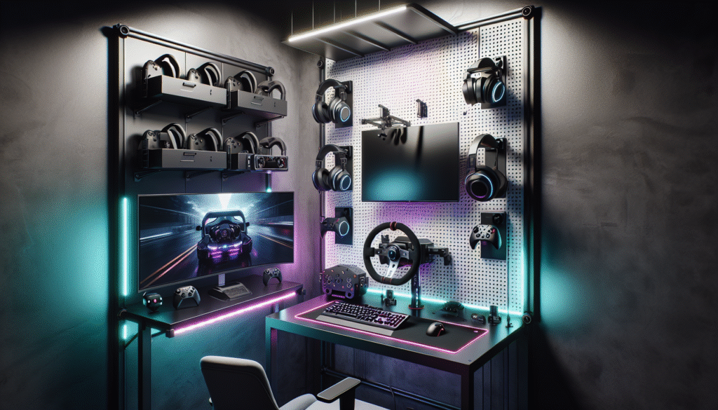 Wall-mounted gaming accessories and space-saving solutions