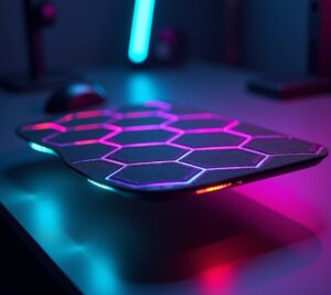 Large extended mousepad covering entire desk surface