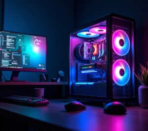 Side-by-side comparison of RGB and non-RGB gaming setups