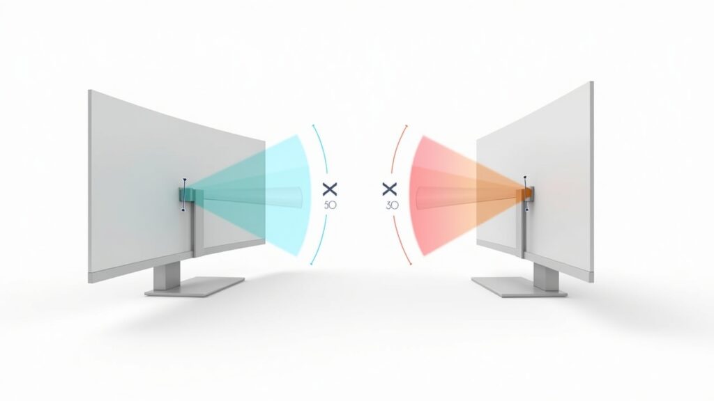 Viewing angle diagram for curved vs flat displays